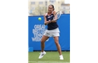 EASTBOURNE, ENGLAND - JUNE 14: Tamira Paszek of Austria plays a forehand against Katie Boulter of Great Britain during their Women's Singles first round qualifying match on day one of the Aegon International at Devonshire Park on June 14, 2014 in Eastbourne, England.  (Photo by Steve Bardens/Getty Images)